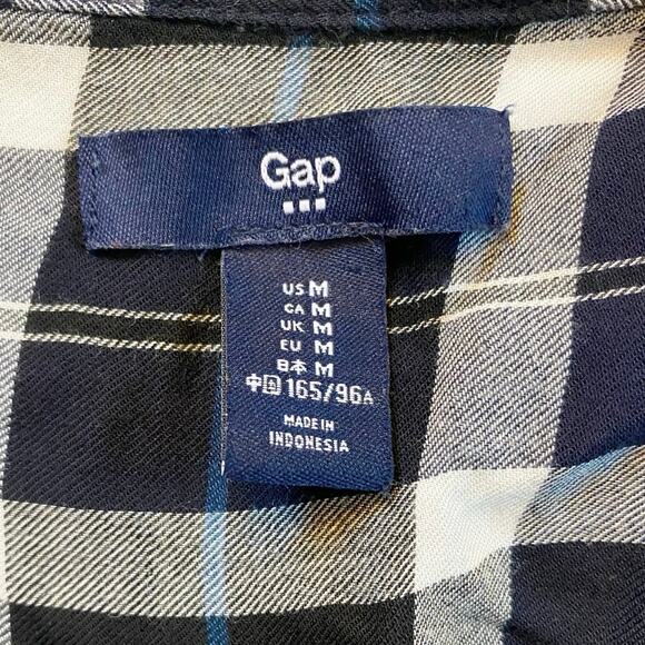 Gap Surplice Wrap-Front Shirt in Navy/White/Blue Plaid M - Picture 7 of 9